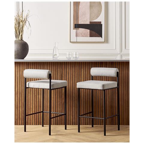 Set Di 2 Sedie Alte Amaya Grigio Chiaro - Foto 1