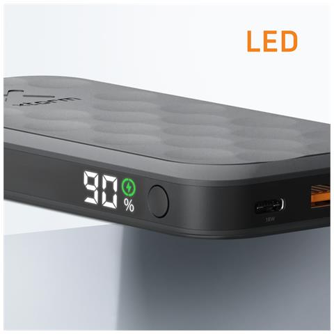 Fuel 5 Pd 20w Serie 10.000mah Usb-a/2 Usb-c Powerbank Con Display Digitale, Nero - Foto 2