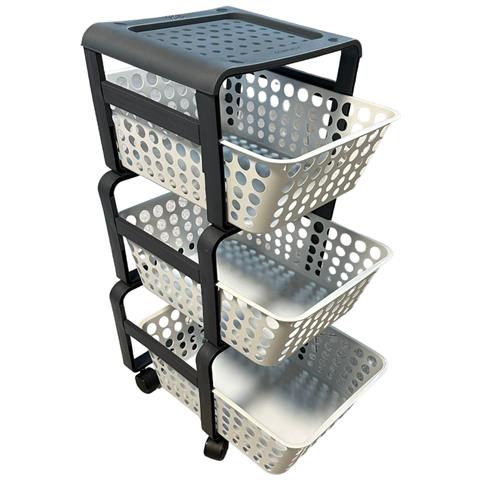 Carrello Portafrutta 29x41xh75 Cm Da Cucina Con 3 Cassetti In Resina Modula - Foto 1