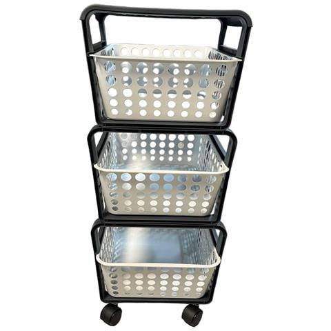 Carrello Portafrutta 29x41xh75 Cm Da Cucina Con 3 Cassetti In Resina Modula - Foto 2