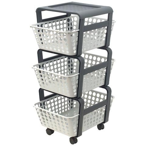 Carrello Portafrutta 29x41xh75 Cm Da Cucina Con 3 Cassetti In Resina Modula - Foto 8