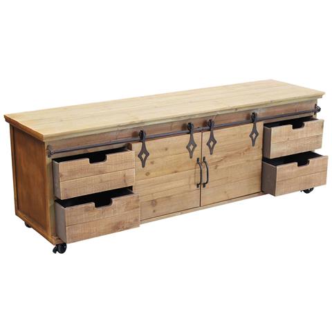 Mobile Porta Tv In Legno Con 2 Ante Scorrevoli 4 Cassetti E 2 Ripiani Sarajevo - Foto 2