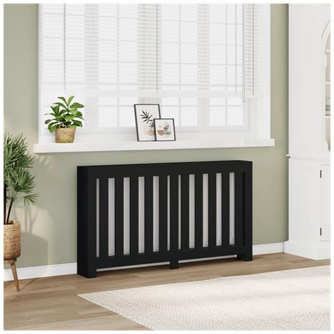 Copertura Termosifone Nera 149x20x82 Cm Legno Multistrato - Foto 1