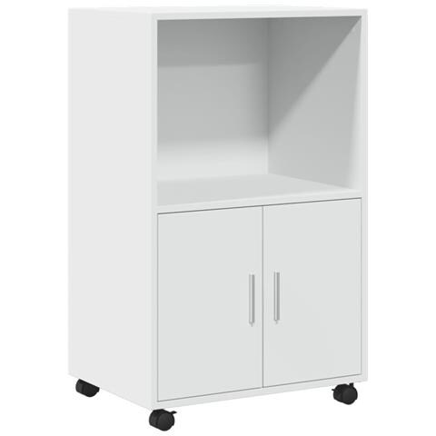 Mobile Con Ruote Bianco 55x40x91 Cm In Truciolato - Foto 2