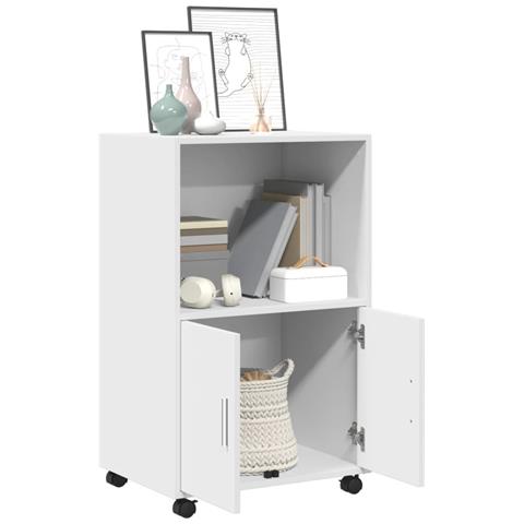 Mobile Con Ruote Bianco 55x40x91 Cm In Truciolato - Foto 3
