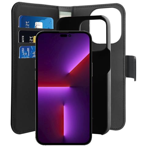 Custodia Per Iphone 14 Pro Con Cover Amovibile E 3 Slot Portacarte, Nero - Foto 2