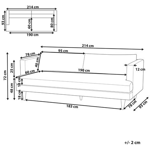 Divano 3 Posti Jarpen Tessuto Marrone Chiaro - Foto 2