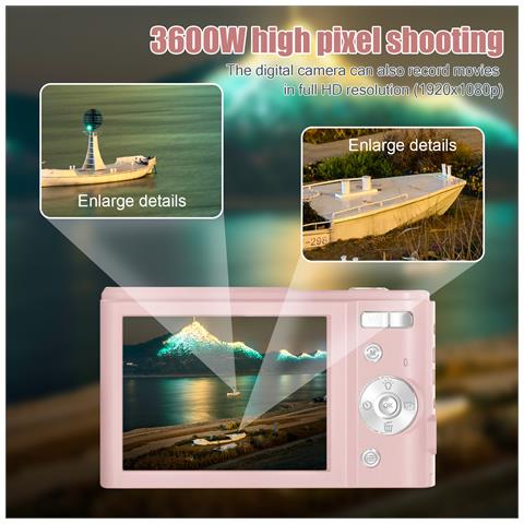 Fotocamera Digitale 1080p 48 Megapixel Zoom 16x Pink - Foto 12