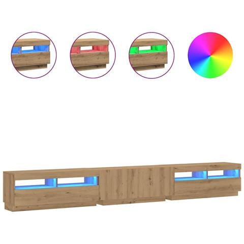 Mobile Porta TV con LED Artigianale 300x35x40 cm Multistrato - Foto 1