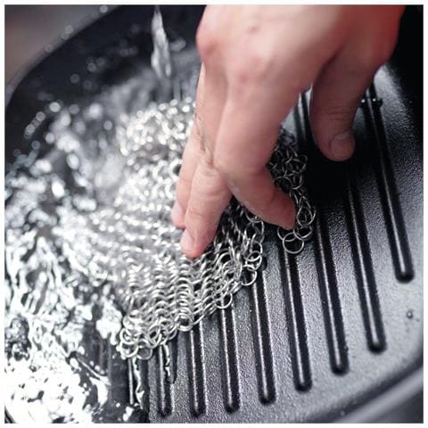 32210 Pulitore Per Ghisa, Cotta Maglia Di Acciaio Inossidabile, Chainmail Scrubber Acciaio Inox - Foto 2