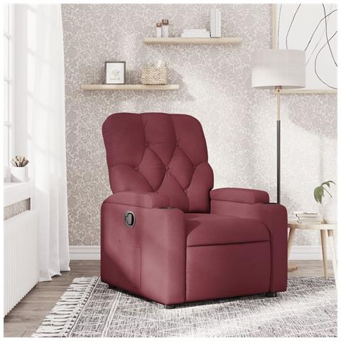 Poltrona Reclinabile In Tessuto Rosso Vino - Foto 1