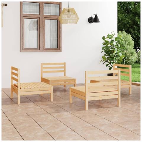 Lusso Casadino -  Set Divani Da Giardino 4 Pz In Legno Massello Di Pino - Foto 7