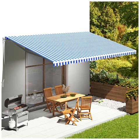 Lusso Casadino -  Tessuto Di Ricambio Per Tenda Da Sole Blu E Bianco 6x3,5 M - Foto 6