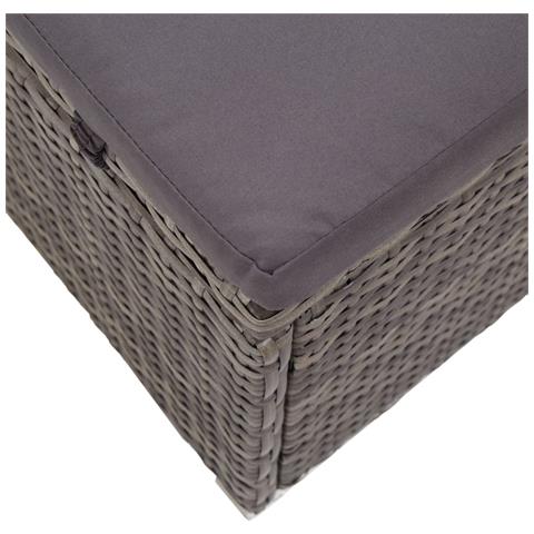 Lusso Casadino -  Lettino Prendisole Con Tettuccio E Cuscino In Polyrattan Grigio - Foto 8