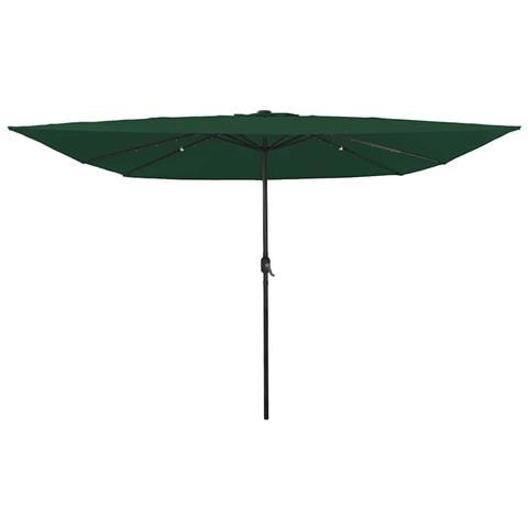 Parasol da giardino quadrato con luci LED 295x245 cm Verde - Foto 1