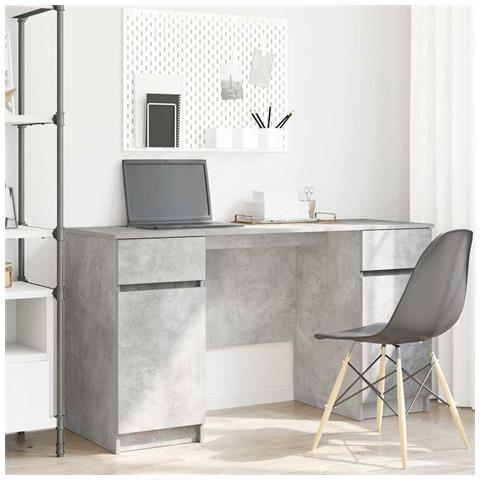 Scrivania Grigio Cemento 140x49x76 cm Legno ingegnerizzato - Foto 2