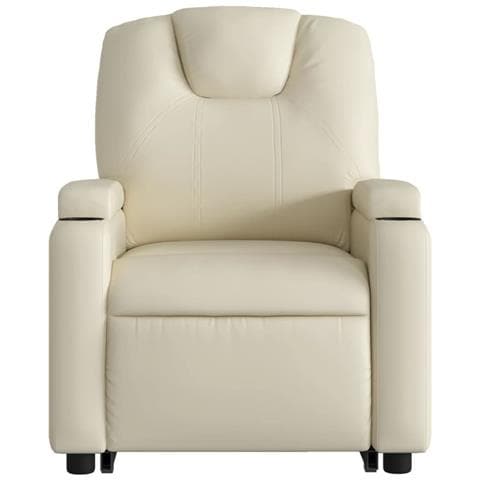 Poltrona Alzapersona Elettrica Reclinabile Crema in Similpelle - Foto 9