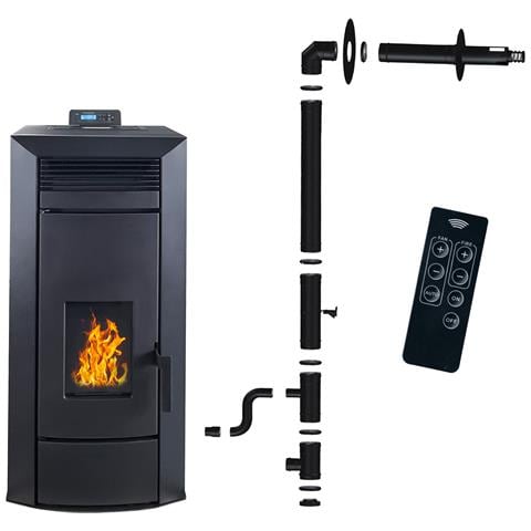 Stufa A Pellet Idraulica A Tenuta Stagna Kleona 22,7 Kw Nero + Kit Di Installazione - Foto 1