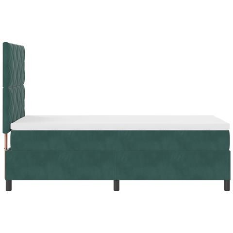 Letto Box Spring con Materasso Verde Scuro Singolo in Velluto - Foto 9