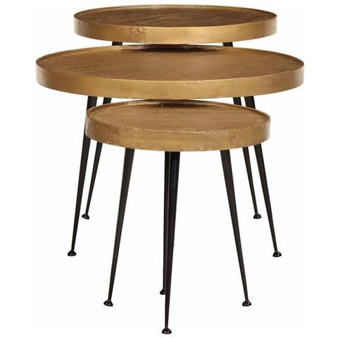 Tavolini da Salotto 3 pz Oro in Legno Multistrato - Foto 2