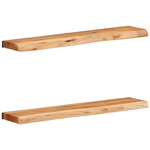 Mensole da Parete 2 pz 80x20x3,5 cm in Legno Massello di Acacia - Foto 1