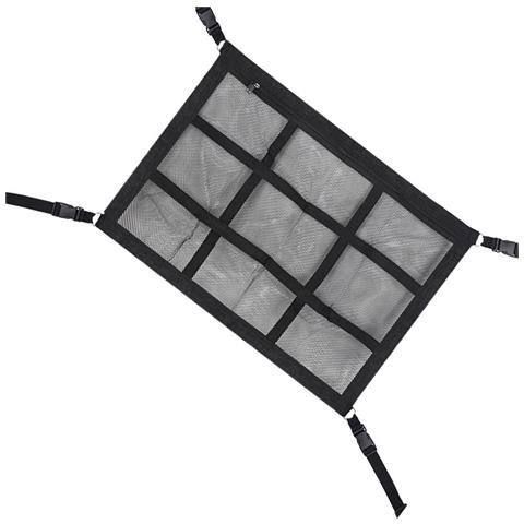 Rete Portaoggetti Per Tetto Auto Quarta Generazione 90x65 Cm, Compatibile Con Auto It, Rete Di Stoccaggio Sospesa In Poliestere E Rete Nera - Foto 2