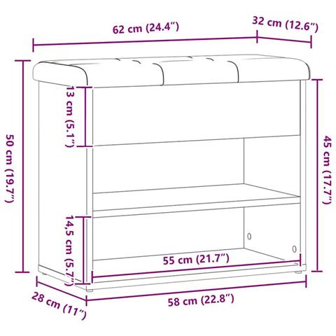 Scarpiera Rovere Artigianale 62x32x50 cm in Legno Multistrato - Foto 8