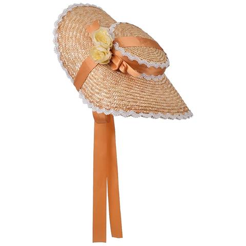 Cappello Da Sole Con Fiori E Nastri Gialli - Foto 1