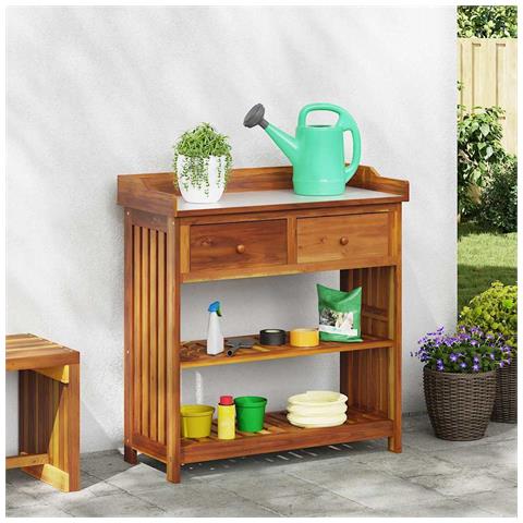 Mobiletto da Giardino con cassetto Marrone 93 x 41.5 x 98cm - Foto 2