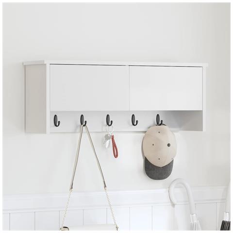 Appendiabiti a muro Bianco 80 x 20 x 30 cm Legno multistrato - Foto 2
