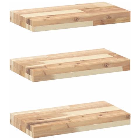 Mensole da Parete 3 pz 40x20x4 cm Legno Acacia Non Trattato - Foto 1