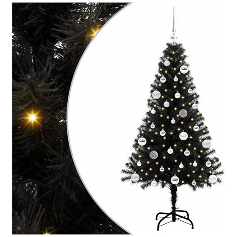 Albero di Natale con 150 LED con supporto Nero 150 cm PVC - Foto 1