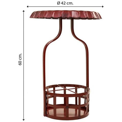 Tavolo Portabottiglie In Metallo Rosso 42x42x60h - Foto 5