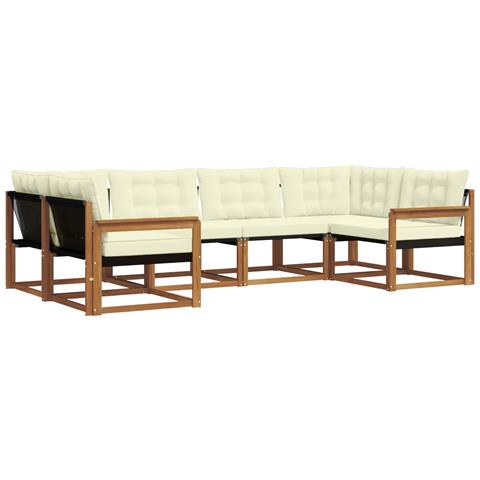 Set di divani da esterno con cuscino 6 pcs Naturale e Crema - Foto 1