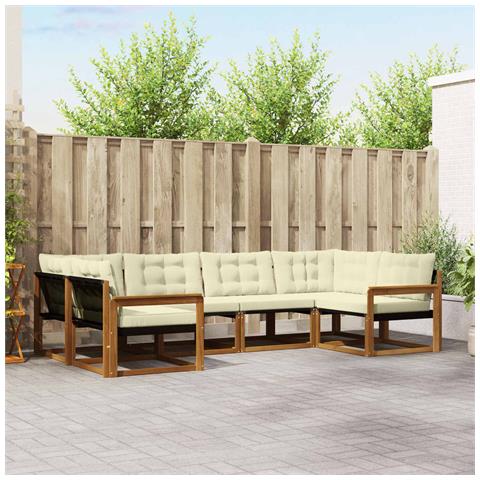 Set di divani da esterno con cuscino 6 pcs Naturale e Crema - Foto 2