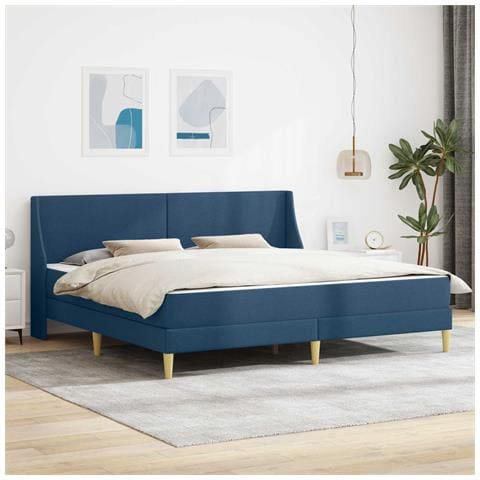 Struttura letto con materasso Blu 180 x 200 cm Poliestere - Foto 2