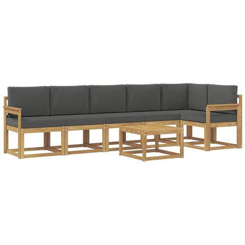 Set di divani da esterno 7 pcs Bianco e Antracite Poliestere - Foto 1