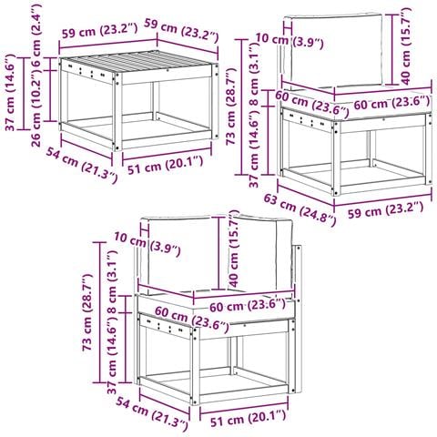 Set di divani da esterno 7 pcs Bianco e Antracite Poliestere - Foto 9