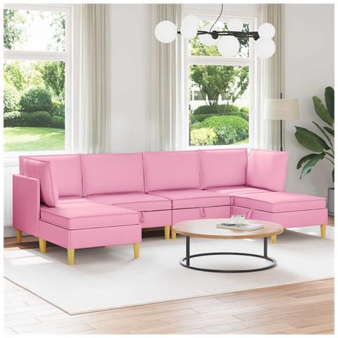 Set di divani modulari con spazio di archiviazione 6 pcs Rosa - Foto 2