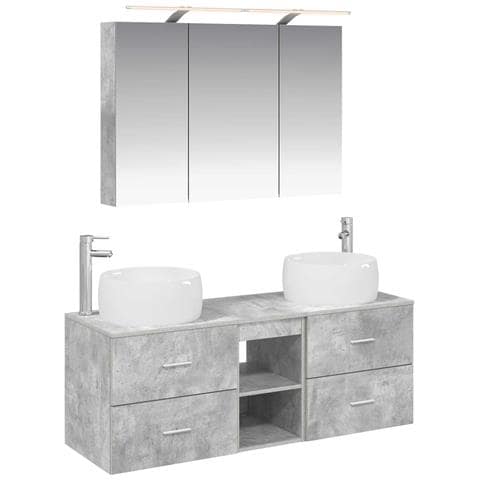 Set di mobili per il bagno 4 pcs Grigio Cemento - Foto 1