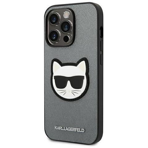 Karl Lagerfeld Klhcp14xsapchg Custodia Iphone 14 Pro Max 6.7 Argento Saffiano Choupette Head Patch - Foto 2