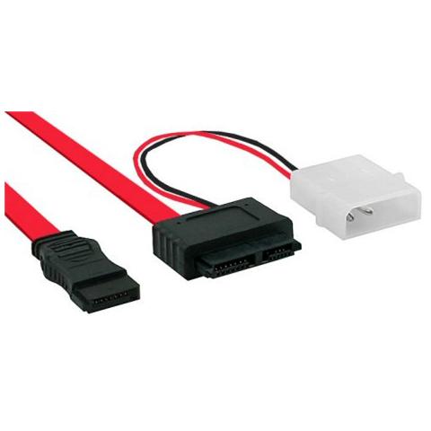 cavo slimline sata 13pin (7+6) femmina + 2pin maschio 5,25" (alim.) a sata 7pin l-form, 0,4m + 0,15m - Foto 1