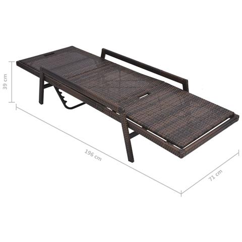 Lettino Prendisole Con Cuscino In Polyrattan Marrone - Foto 2