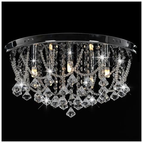 Lampadario Perle Di Cristallo Argento Rotondo 4 Lampadine G9 - Foto 2