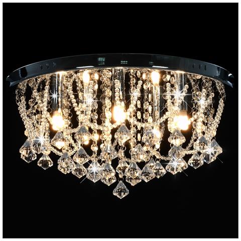 Lampadario Perle Di Cristallo Argento Rotondo 4 Lampadine G9 - Foto 6