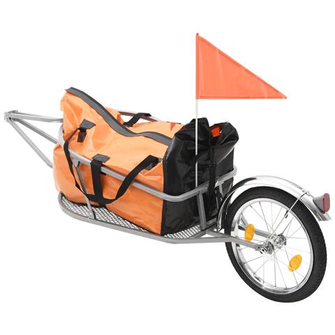 Rimorchio Portabagagli Per Bici Con Borsa Arancione E Nero - Foto 1