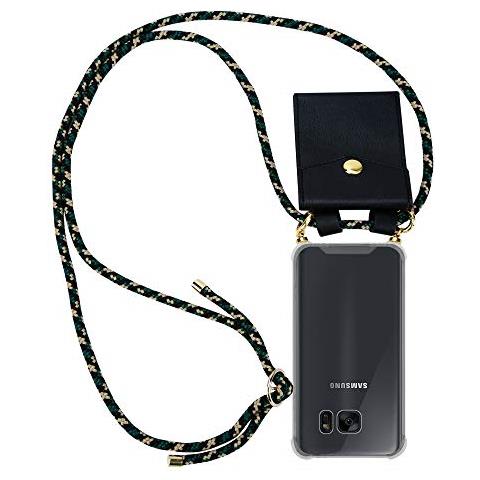 Catena Di Telefoni Cellulari Compatibile Con Samsung Galaxy S7 Edge In Camouflage - Coperchio Protettivo In Silicone Con Anelli D'oro, Cinturino In Corda E Custodia Staccabile - Foto 1