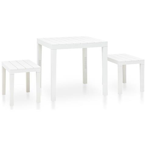 Tavolo Da Giardino Con 2 Panche In Plastica Bianco - Foto 1