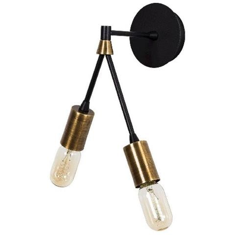 Lampada A Parete Duos - Applique - Rame, Nero In Metallo, 17 X 17 X 35 Cm, 2 X E27, Max 100w - Foto 1
