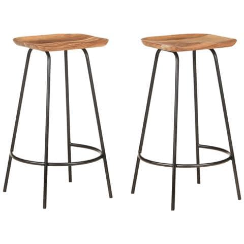 Sgabelli da Bar 2 pz in Legno Massello di Acacia - Foto 1